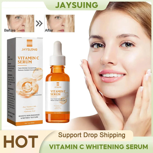 Vitamin C Serum Anti Aging Fade Dark Spot Wrinkle Removal Lifting Firming Shrink Pore Brighten Whitening Hyaluronic Acid Essence