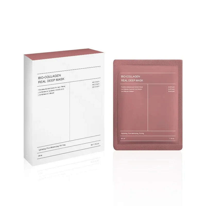 Bio-Collagen Real Deep Mask Anti-Wrinkle Lifting Face Mask With Hydrolyzed Collagen Collagen Reverse Film Volume Peel Off Mask