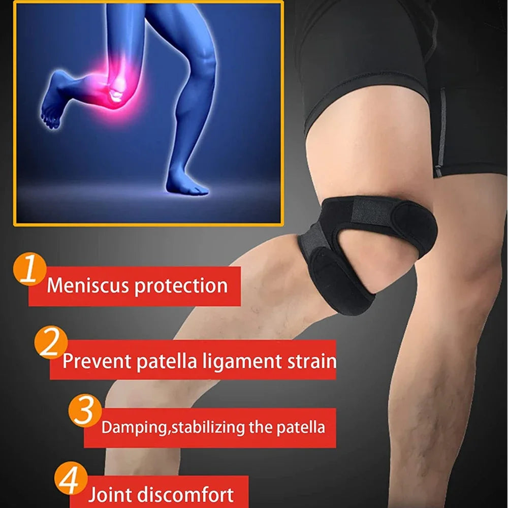 1 PC Sports Kneepad Double Patellar Knee Patella Tendon Support Strap Brace Pad Protector Open Knee Wrap Band Fitness